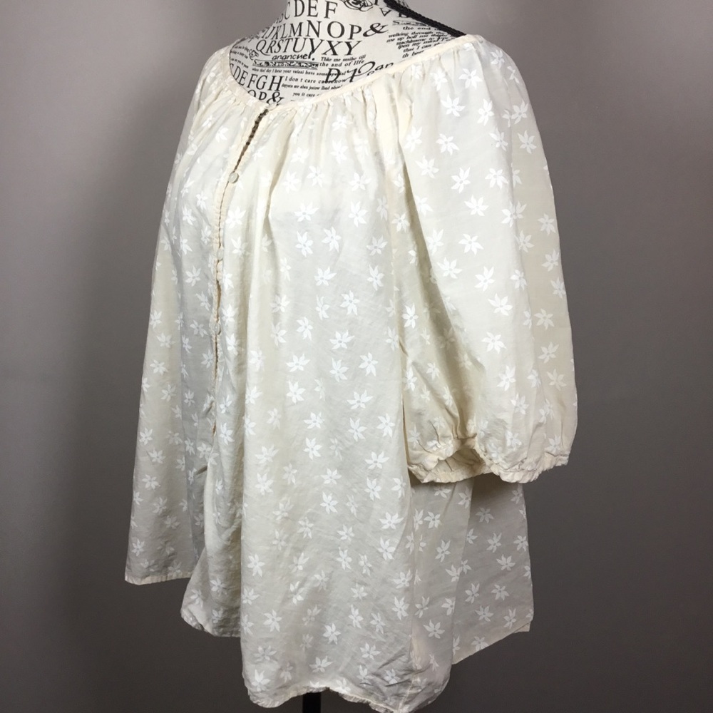 Universal Threads Cream Flower Pattern 100% Cotto… - image 4